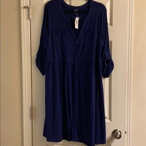Torrid brand new navy blue button up dress
